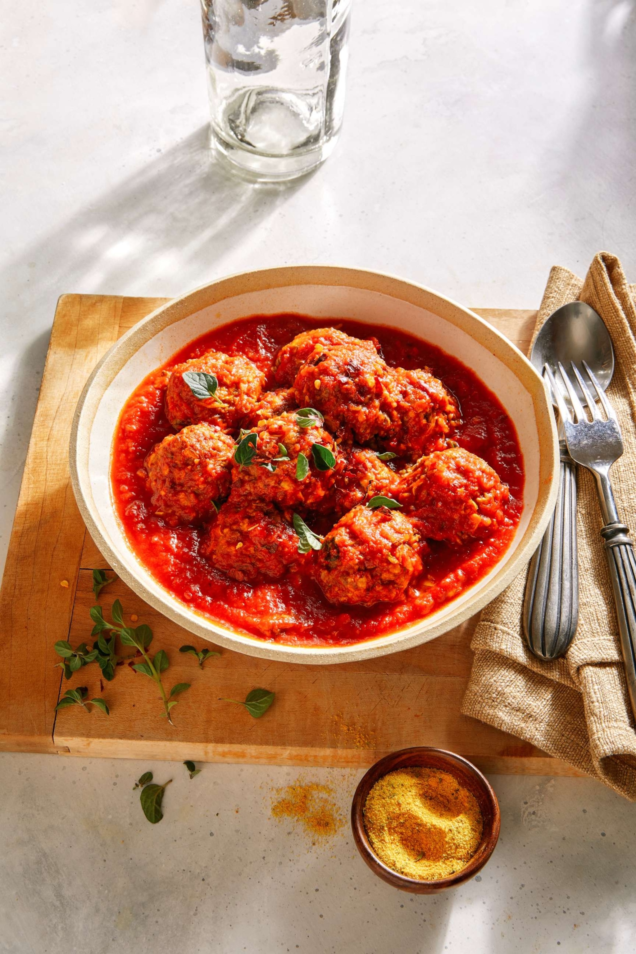 PHOTO: Lentil meatballs in tomato sauce from Rachel Beller's "Spice."