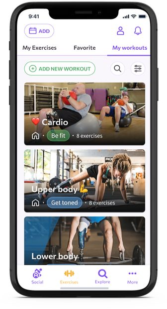 Screenshot of the Accessercise - My Workouts app
